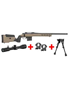 Pack Carabine Mossberg Patriot LR Tactical 308 Win RTI 6-24x50 Bipied Harris-1